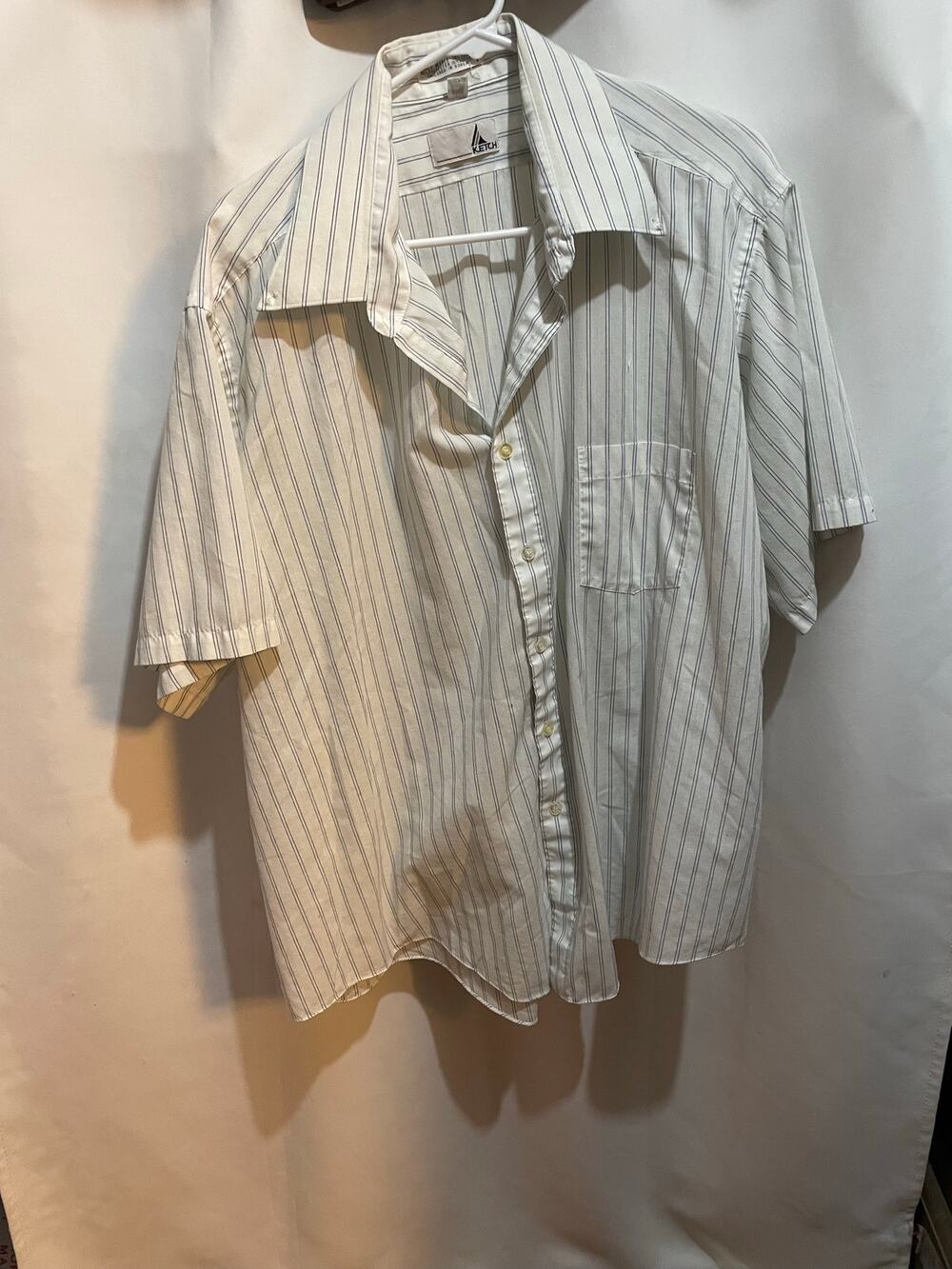 Ketch Vintage Stripe Button-Up (19 Half Sleeve) Men’s Shirt Size XL USA VTG